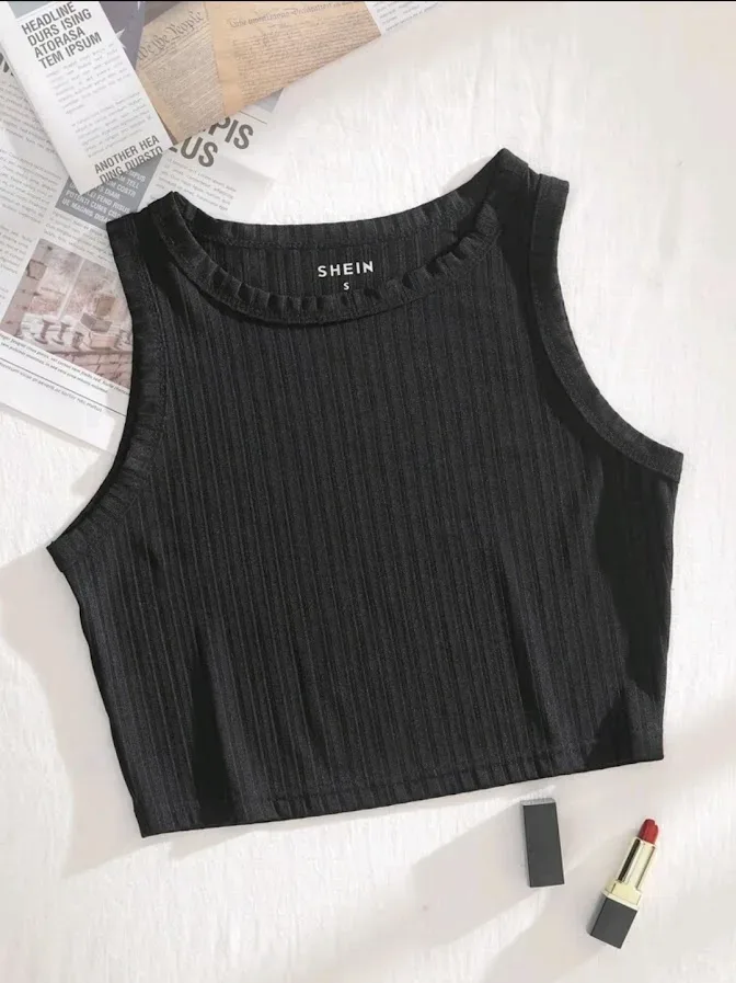 Crop Top liso negro