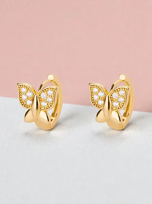 Argollas cobre diseño de mariposa #COLOR DORADO