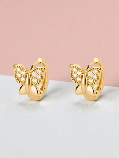 Argollas cobre diseño de mariposa #COLOR DORADO