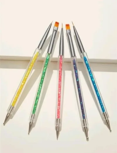 Set de 5 pinceles para diseño de uñas multicolor