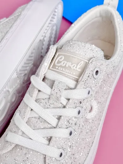 Tenis Coral Serafina White Glitter para Dama