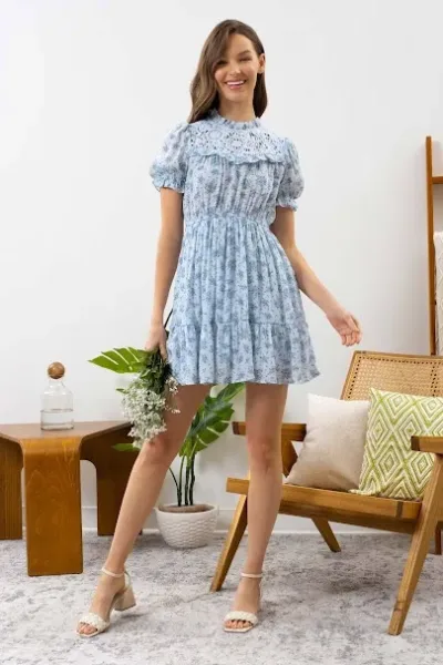 Vestido para dama diseño floral color celeste