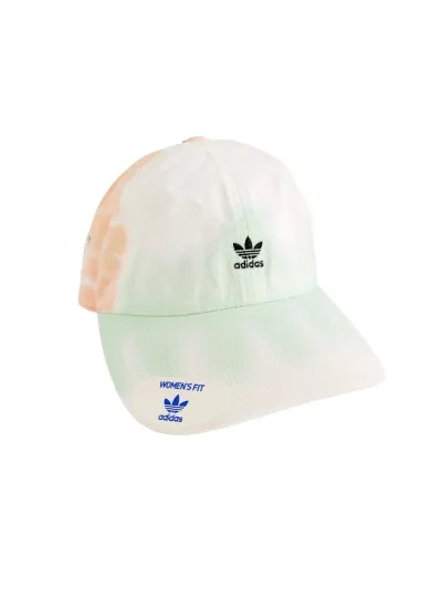 Gorra Adidas para dama patrón tie dye verde, blanco, lila y naranja