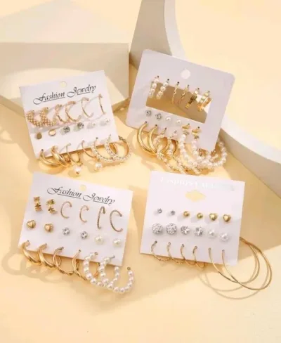 Set de aretes para dama color dorado