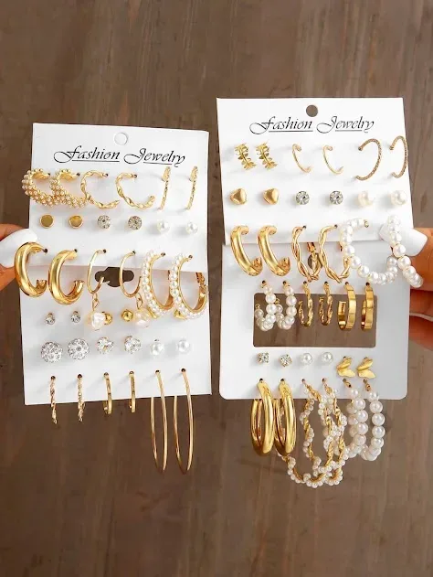 Set de aretes para dama color dorado