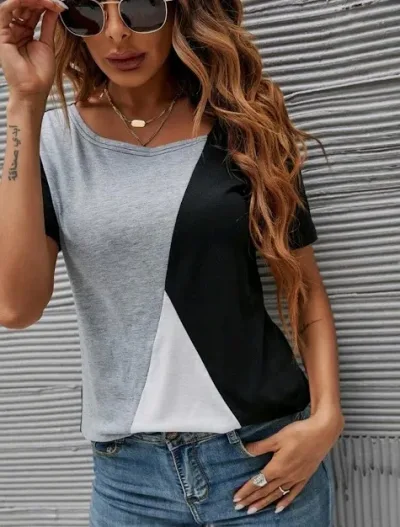 Blusa para dama color negro gris y blanco