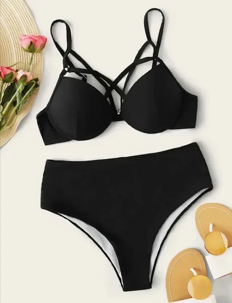 Vestido de baño dos piezas para dama color negro