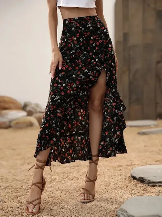 Falda para dama con estampado floral