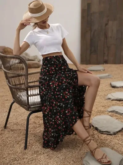 Falda para dama con estampado floral