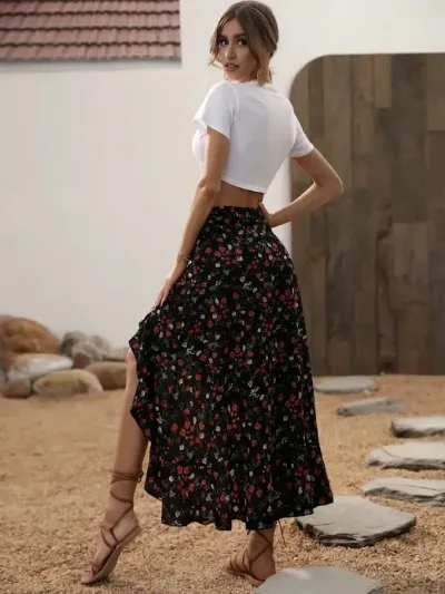 Falda para dama con estampado floral