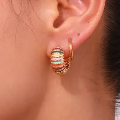 Argollas acero inoxidable para dama color dorado