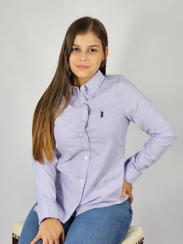 Camisa manga larga Cambrige Polo para muchacha