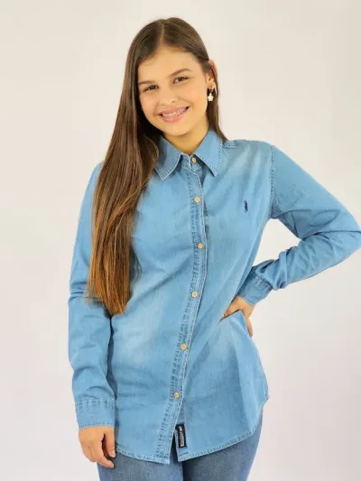 Camisa manga larga Cambrige Polo para muchacha