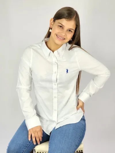 Camisa manga larga Cambrige Polo para muchacha