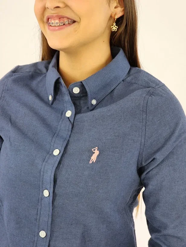 Camisa manga larga Cambrige Polo para muchacha