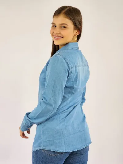Camisa manga larga Cambrige Polo para muchacha