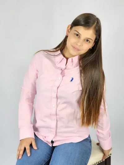 Camisa manga larga Cambrige Polo para muchacha