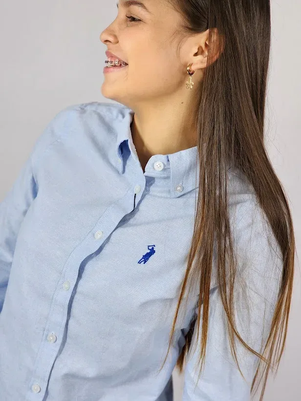 Camisa manga larga Cambrige Polo para muchacha