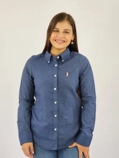 Camisa manga larga Cambrige Polo para muchacha