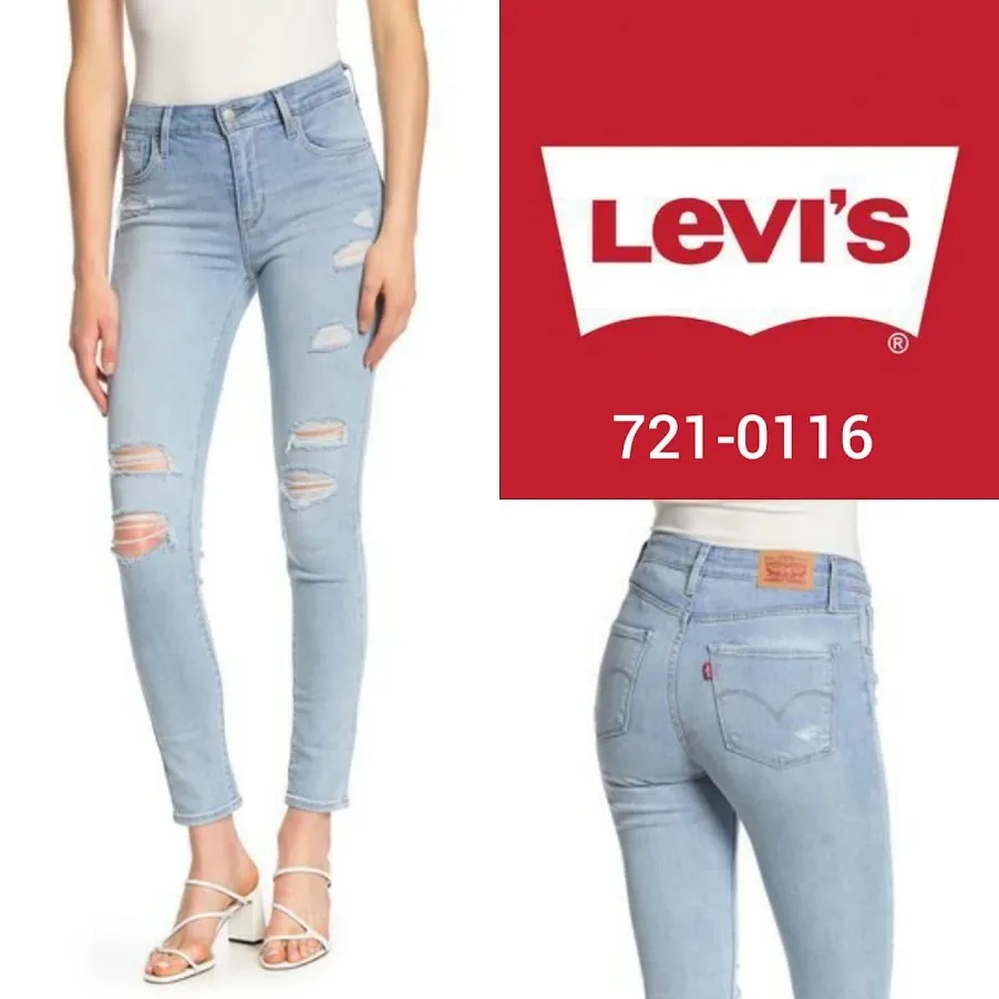Jeans para dama Levis 721-0116 High Rise Skinny color celeste