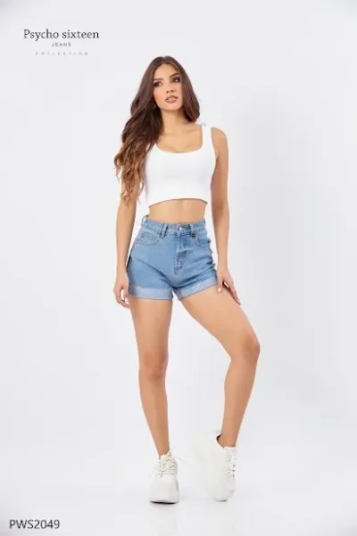 Short Pycho Sixteen Mica High Rise para dama PWS2049 celeste claro