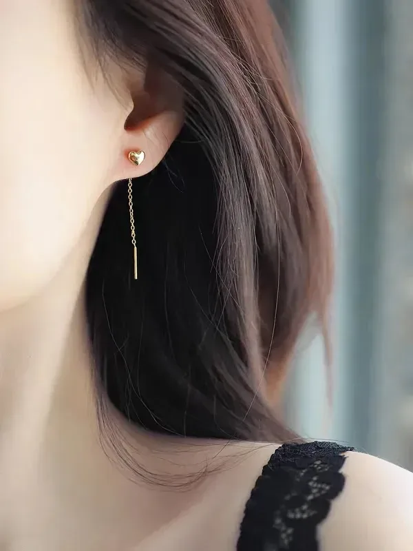 Par de aretes de acero inoxidable para dama color dorado