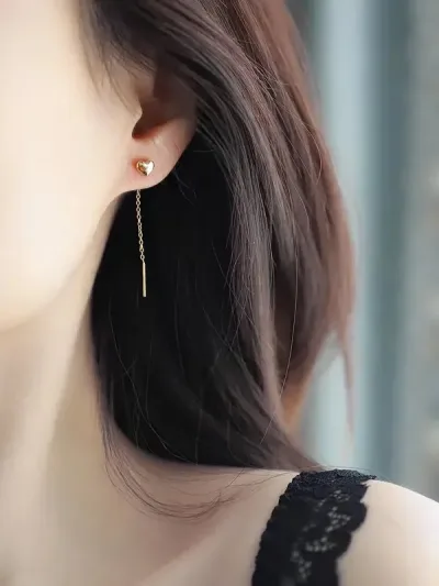 Par de aretes de acero inoxidable para dama color dorado