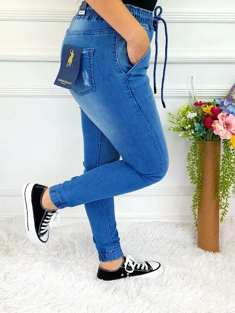 Jogger Cambridge Polo de mezclilla para dama color celeste