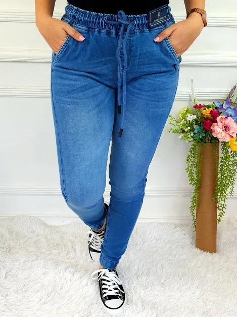 Jogger Cambridge Polo de mezclilla para dama color celeste