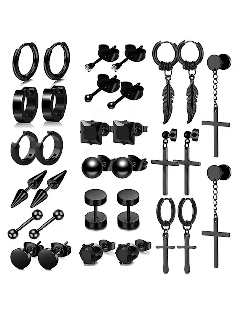 Set de aretes acero inoxidable para caballero