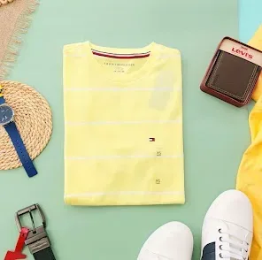 Camiseta Tommy Hilfiger para caballero, color amarillo con rayas blancas