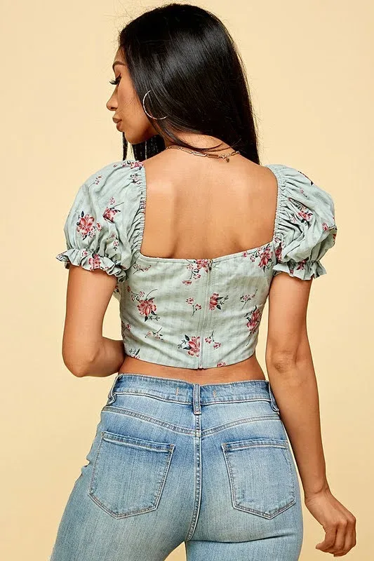 Crop Top para dama con estampado floral 2210