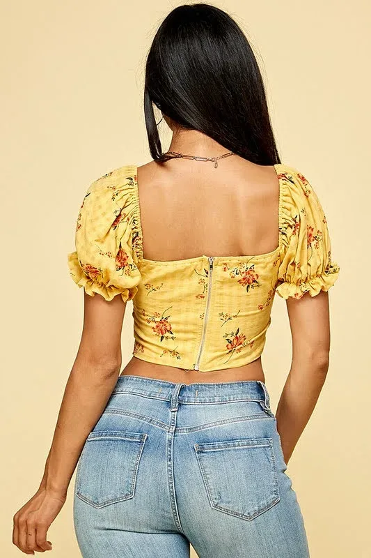 Crop Top para dama con estampado floral 2210