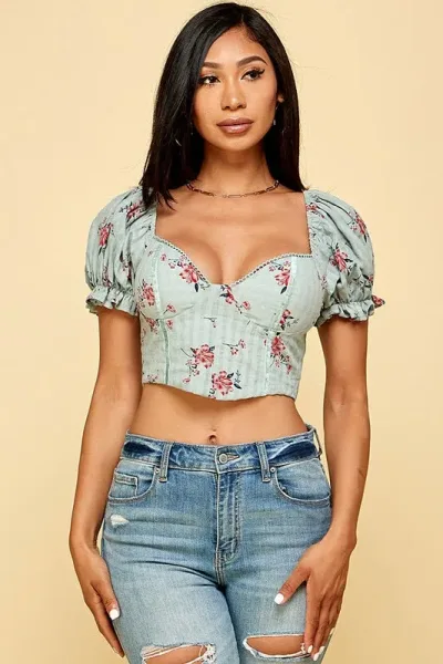 Crop Top para dama con estampado floral 2210
