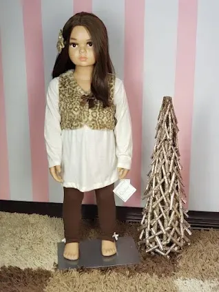 Conjunto Quiltex para niña color blanco con café