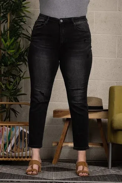Jeans de mezclilla ANKLE SKINNY para Dama, Negro Grisaceo.