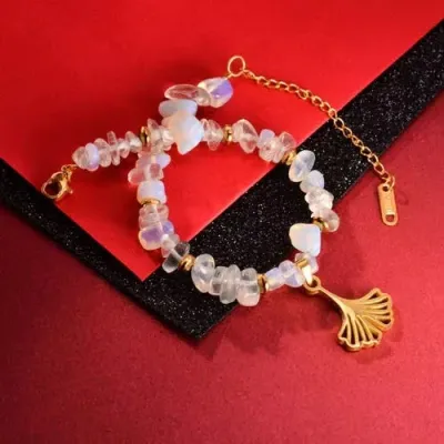 Pulsera de piedras naturales para dama color transparente