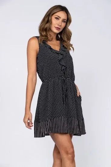 Vestido para dama color negro con lunares blanco