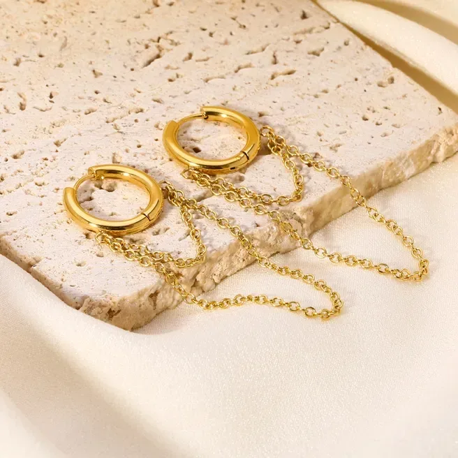 Aretes acero inoxidable para dama color dorado