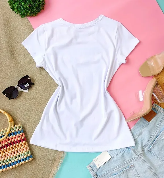 Camiseta para dama color blanco diseño fashionistas