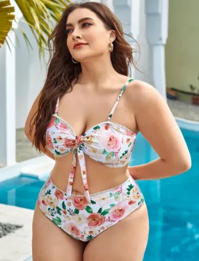 Vestido de baño para dama color blanco con estampado floral