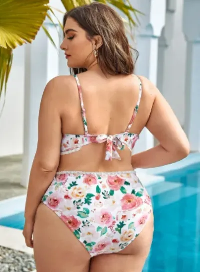 Vestido de baño para dama color blanco con estampado floral