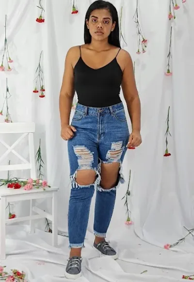 Mom Jeans para dama RJH-2678 color azul