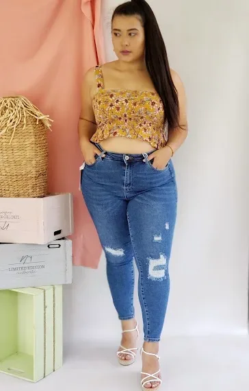 Jean para dama plus size color azul