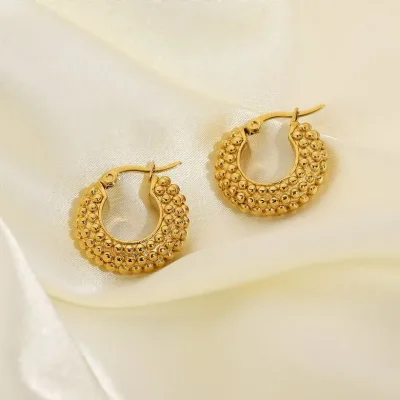 Par de argollas de acero inoxidable para dama color dorado