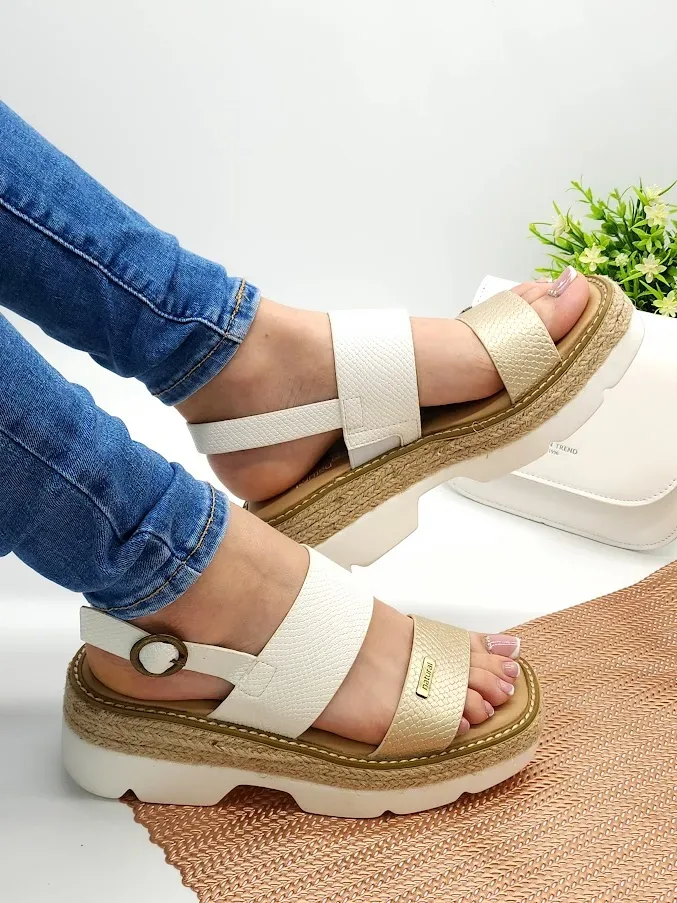 Sandalias Natural Taimi White Pu para dama