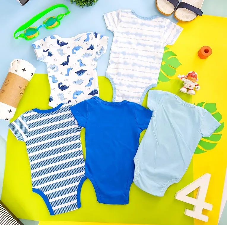Conjunto de mamelucos para niños con diseño de dinosaurio color azul