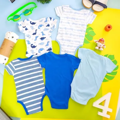 Conjunto de mamelucos para niños con diseño de dinosaurio color azul