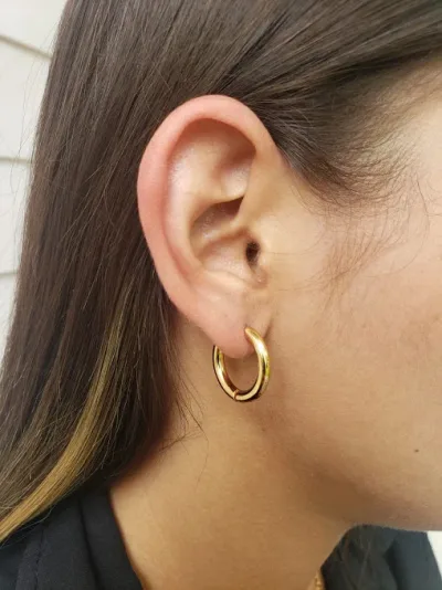 Argollas acero inoxidable con diseño circular #COLOR DORADO