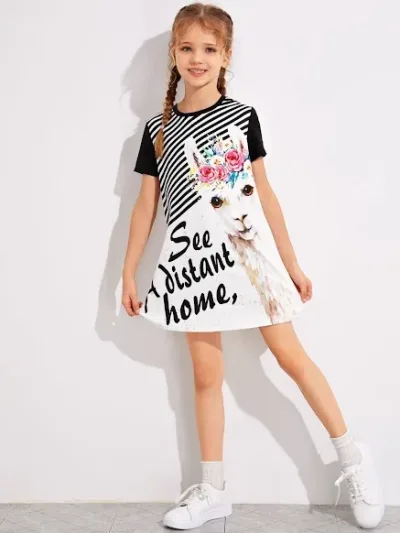 Vestido para niña con diseño de llama